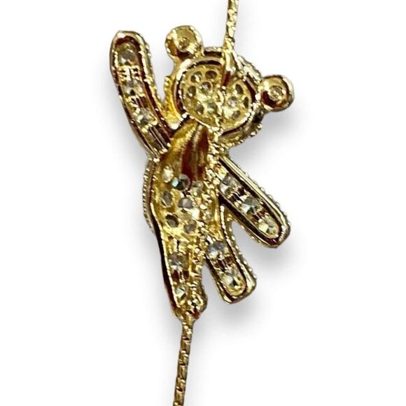 Gold Teddy Bear Pave Crystals Ear Climber Ear Pin Statement Earring NEW - Picture 3 of 3